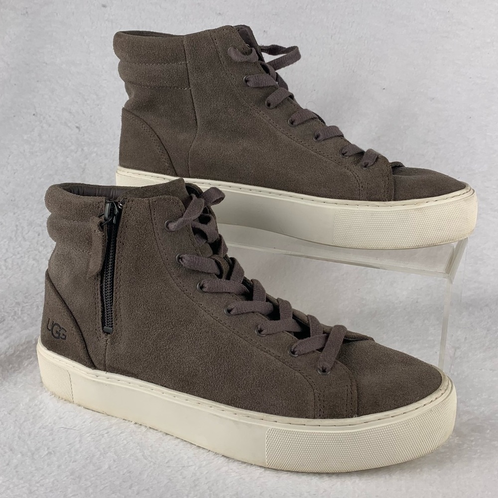 Women's UGG Olli High-top Sneakers sz 9.5 Gray Suede Casual Minimalist Shoes